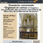 CONCIERTO COMENTADO. El órgano y los cantorales del convento de Ntra. Sra. de la Merced de Tarazona